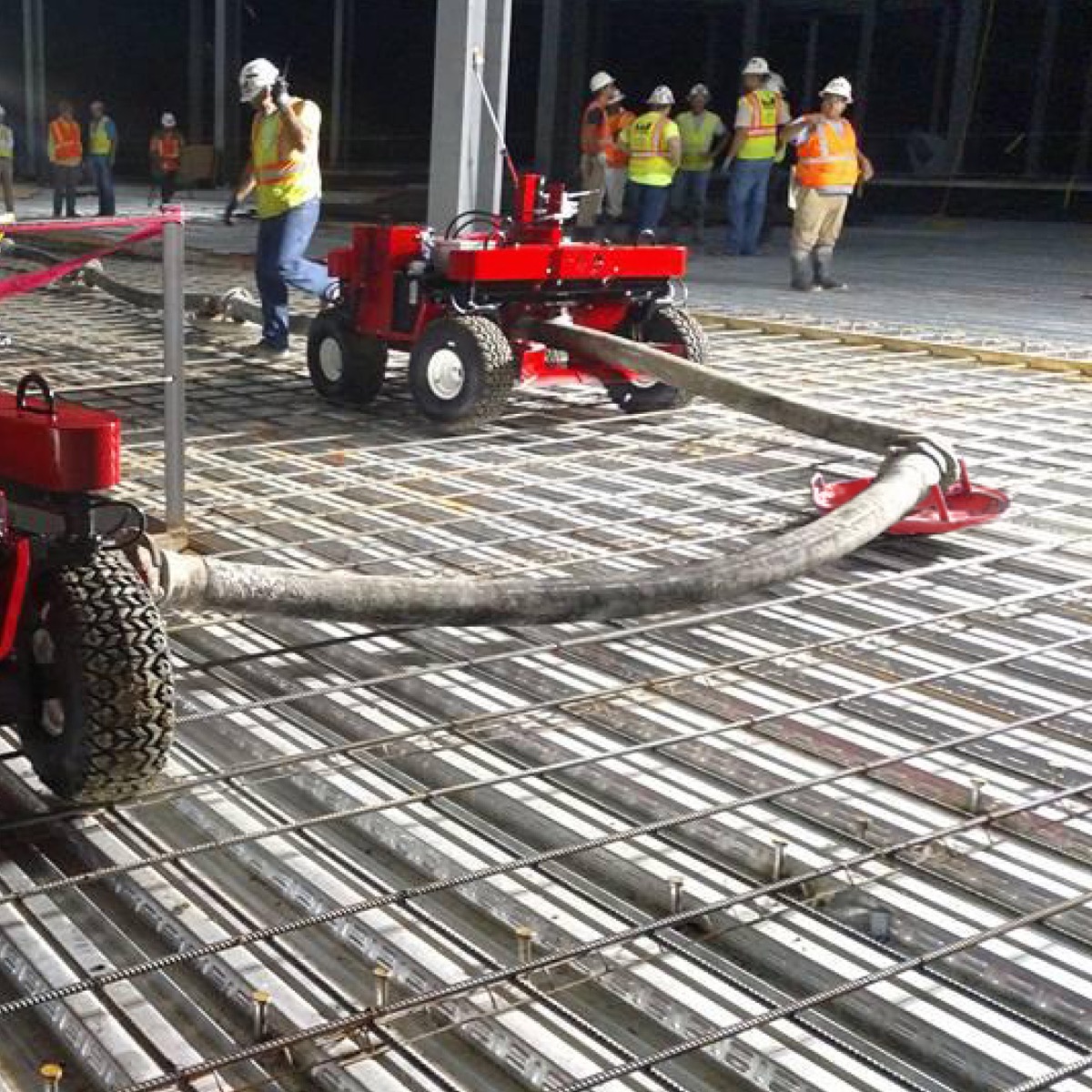 Concrete pump hose discs are used to ensure that concrete pours can be effectively managed on challenging surfaces. Speedcrete, United Kingdom Suppliers to the construction industry and concrete finishing innovators.