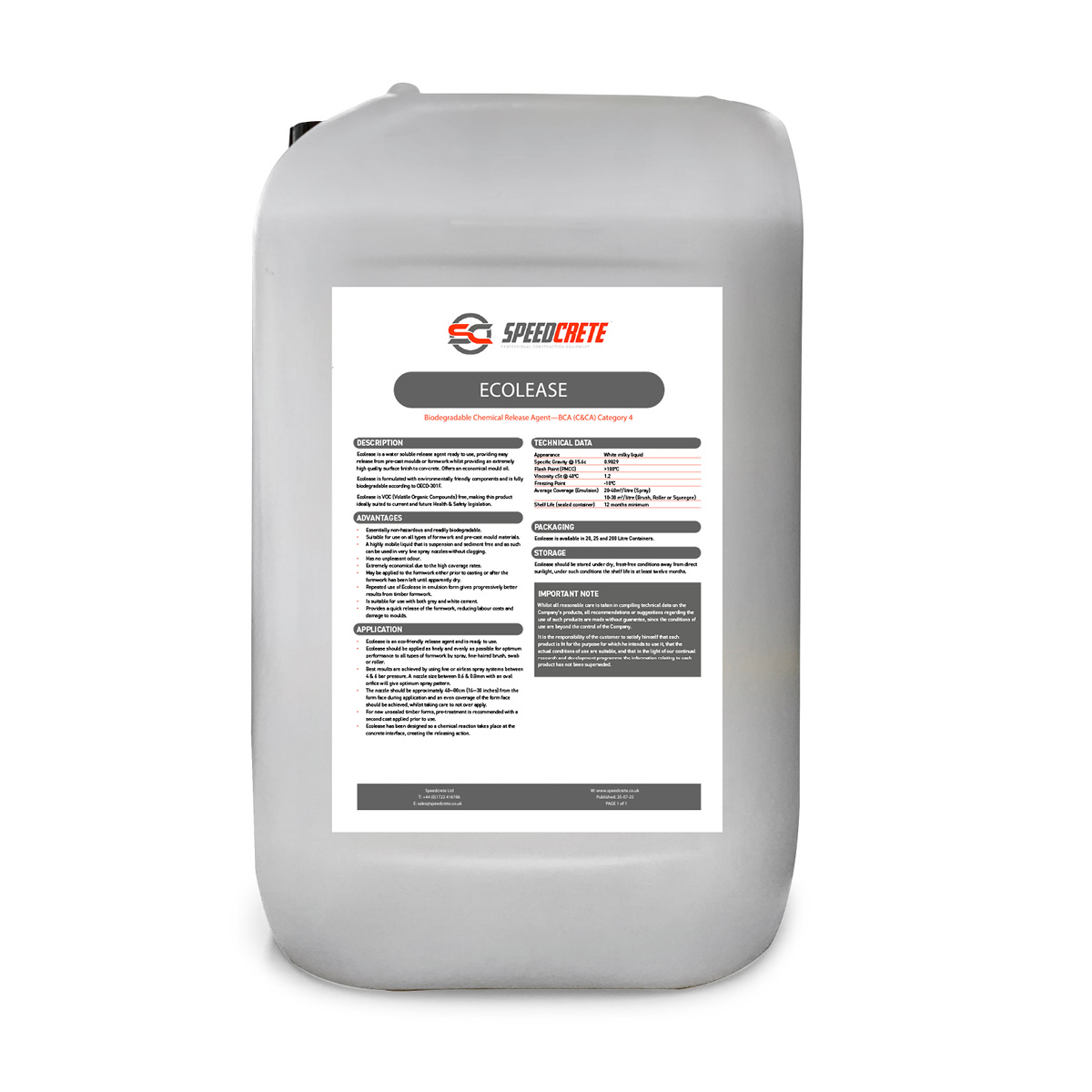 Ecolease is a water soluble release agent ready to use, providing easy release from pre-cast moulds or formwork whilst providing an extremely high quality surface finish to concrete. Ecolease is a water soluble release agent ready to use, providing easy release from pre-cast moulds or formwork whilst providing an extremely high quality surface finish to concrete.