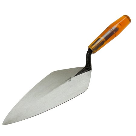 W.Rose brick trowels. This London Narrow style brick tool is made from a single piece of forged steel and has an amber style plastic handle. Available from Speedcrete, United Kingdom. W.Rose brick trowels. This London Narrow style brick tool is made from a single piece of forged steel and has an amber style plastic handle. Available from Speedcrete, United Kingdom.