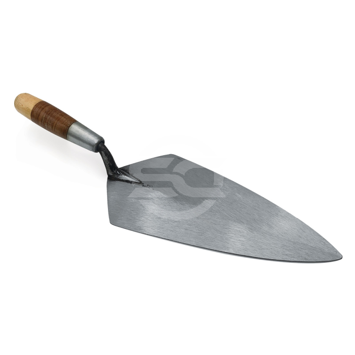 W.rose Philadelphia pattern brick trowel with a leather handle. This professional masonry tool is available in the United Kingdom via Speedcrete.