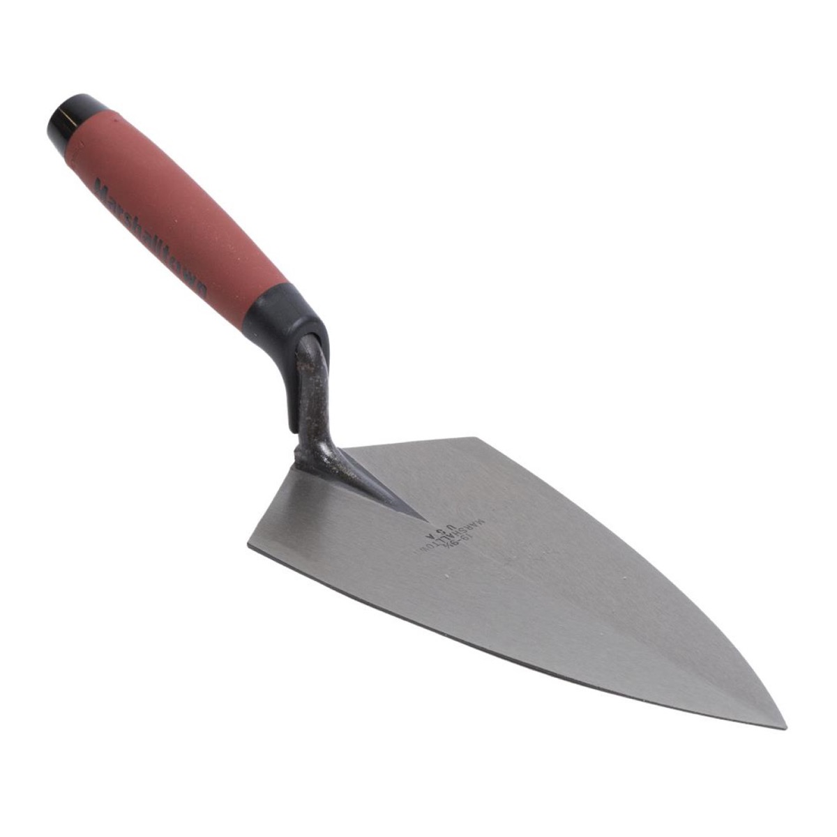 Marshalltown professional brick trowels in the Philadelphia style with a durasoft grip handles for extra comfort. Available from Speedcrete, United Kingdom.