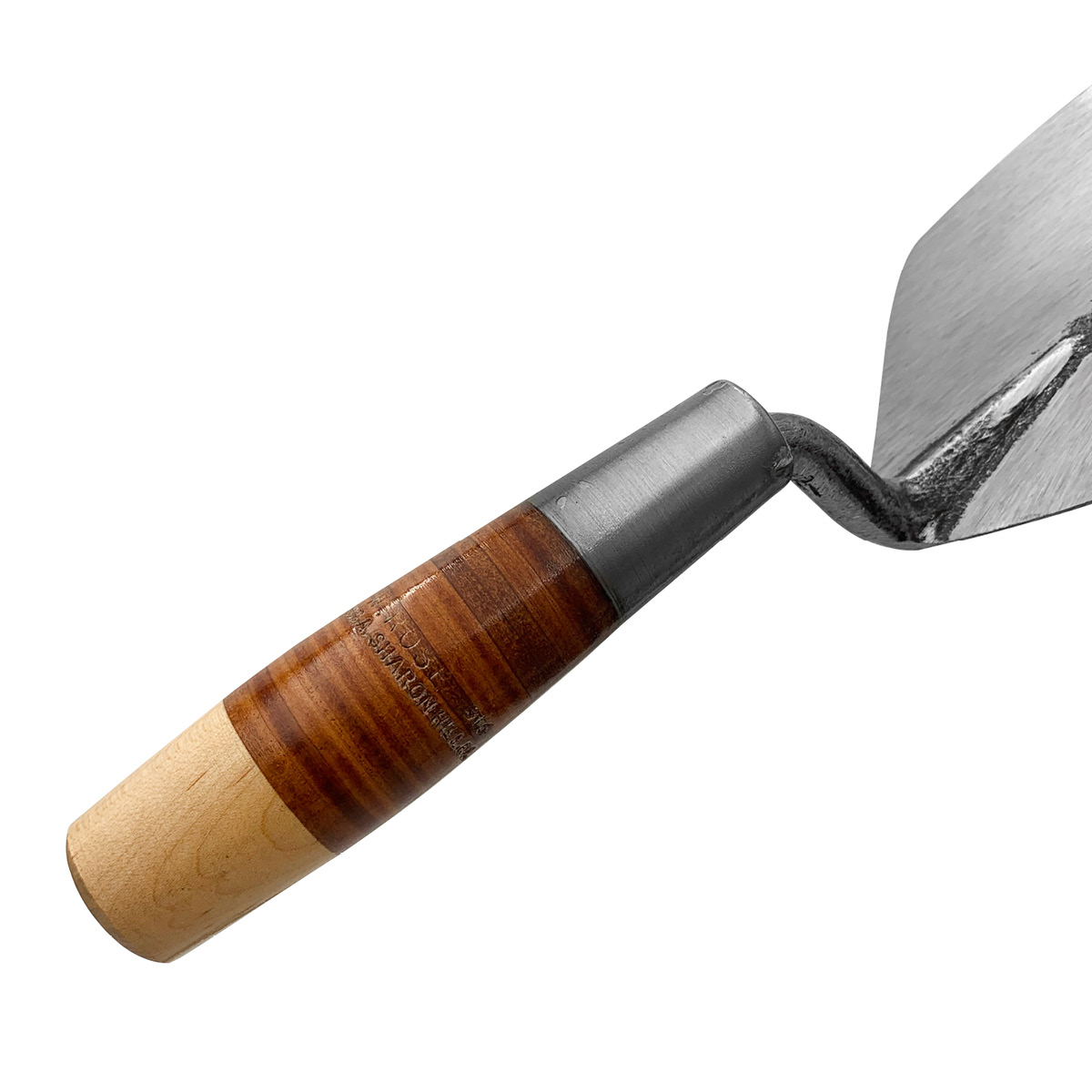 W.rose brick trowel from Speedcrete, United Kingdom. Leather handle and available in various sizes.