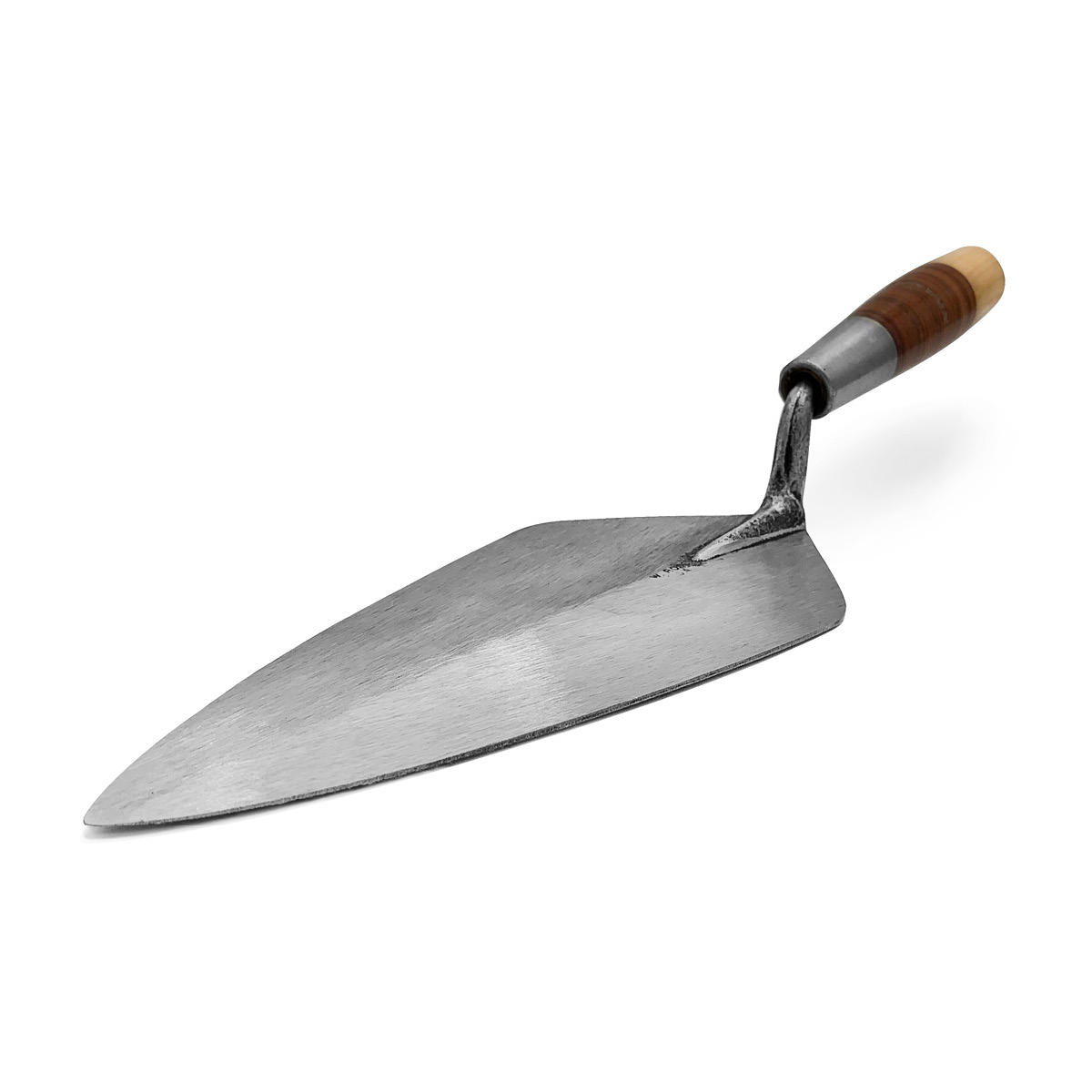 W.rose brick trowel from Speedcrete, United Kingdom. Leather handle and available in various sizes.
