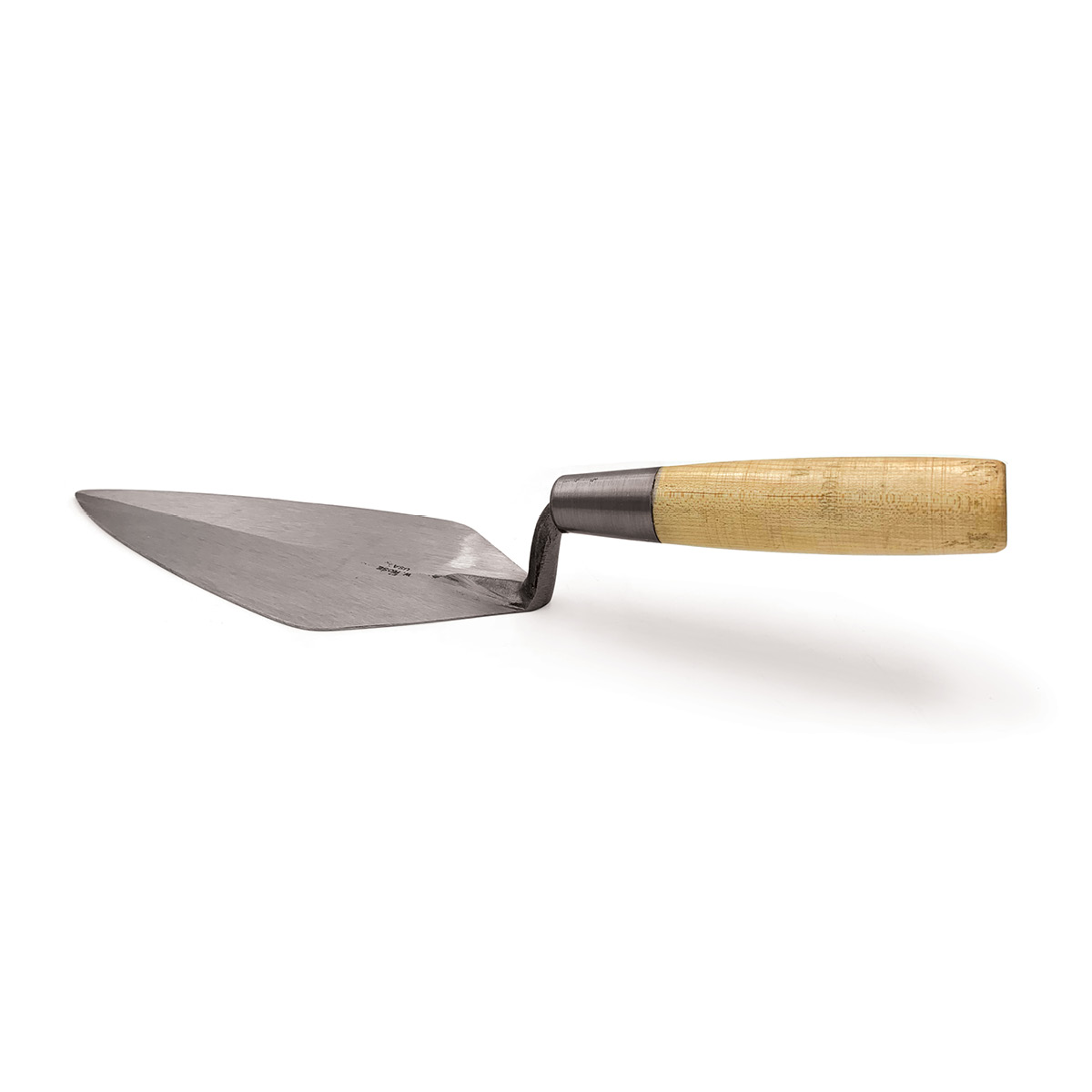 Speedcrete supply w.rose trowels in the United Kingdom. This Narrow London pattern trowel has the traditional wooden handle. Masonry tools for professionals.