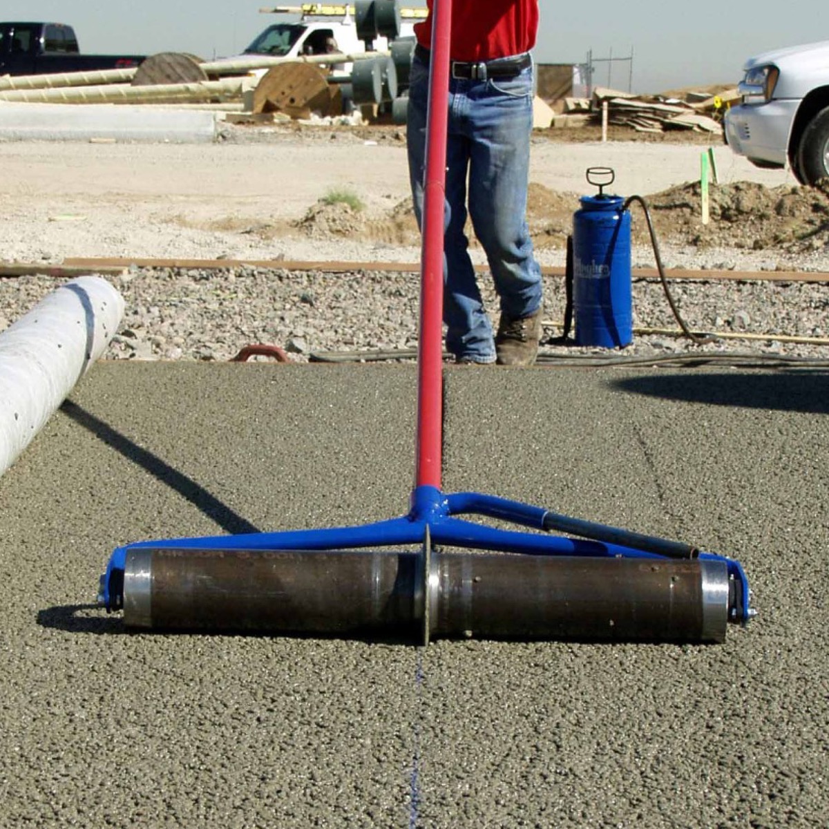 Pervious concrete roller cutter from Speedcrete, United Kingdom.
