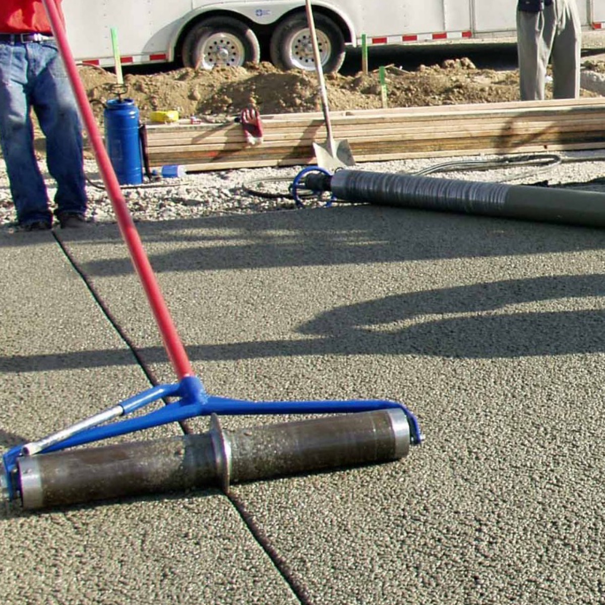 Pervious concrete roller cutter from Speedcrete, United Kingdom.