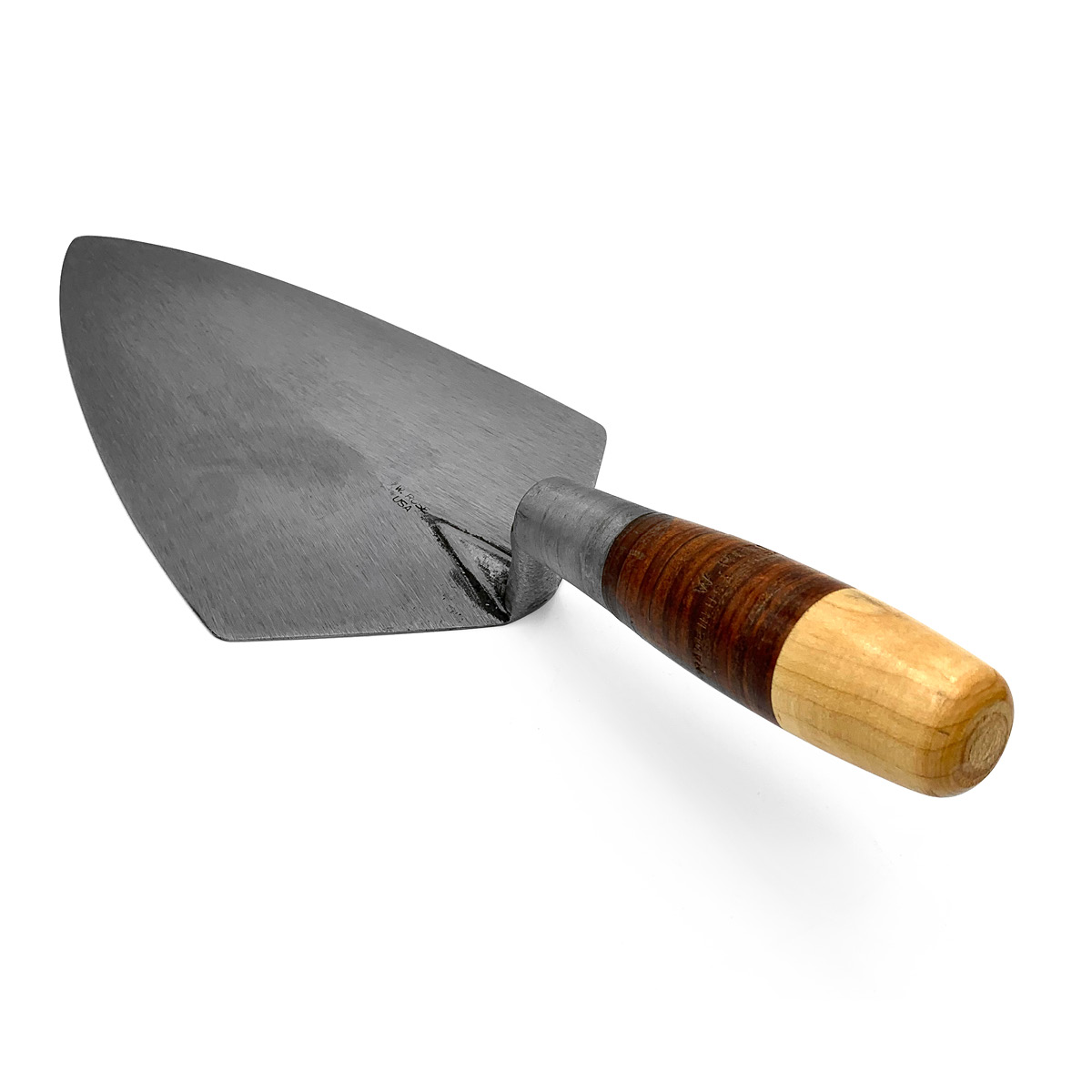 Wide heel w.rose trowels with leather handles are available in the United Kingdom via the online shop at Speedcrete.