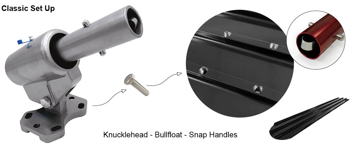 Concrete finishing tools tilt-action gear box helps to angle the float blade for the correct positioning on the slab. Sold by Speedcrete, United Kingdom.