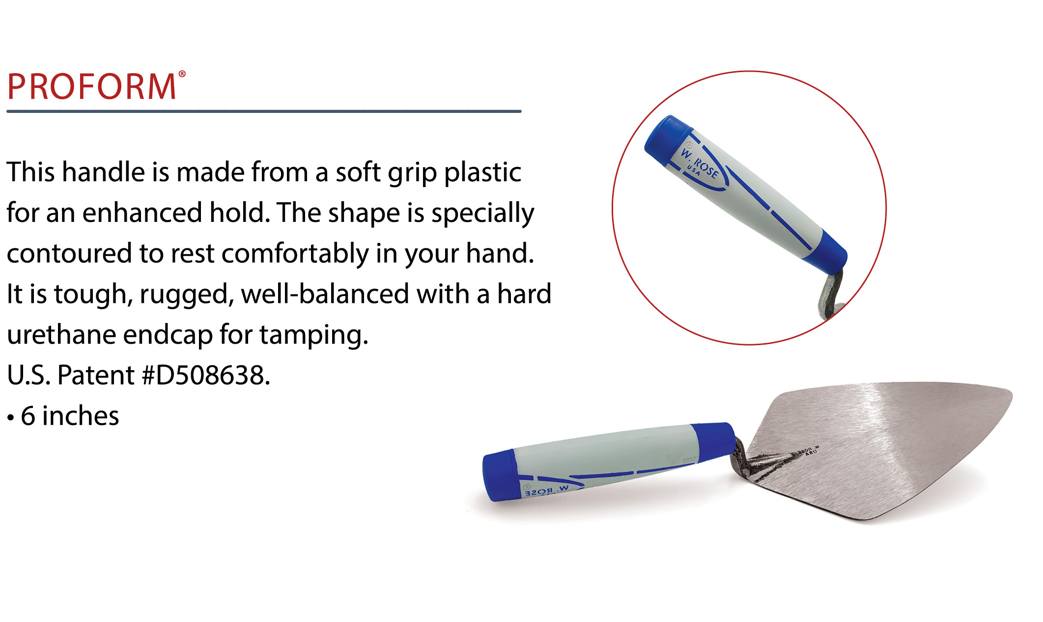 W.Rose Narrow London Bricklayers Trowel. These professional trowels blades are made from a single piece of crucible steel for extra strength. With a low lift and a comfortable handle this trowel is available in various sizes from Speedcrete, United Kingdo